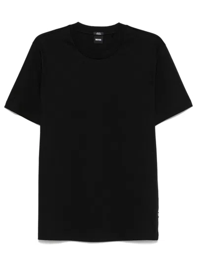 Hugo Boss Mercerized-cotton T-shirt With Two-tone Monograms In Black