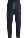 Hugo Boss Boss Hadiko Tape Blue Cotton Joggers In Blue