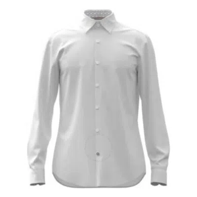 Hugo Boss Hal-kent Melange-effect Cotton Shirt In White