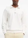 Hugo Boss Half-zip High-neck Sweatshirt In White