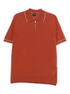 Hugo Boss Half-zip Knitted Polo Shirt In Brown
