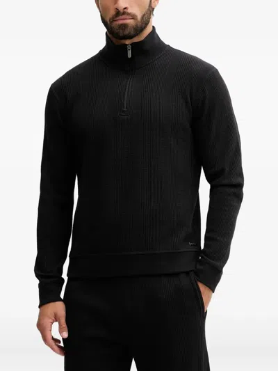 Hugo Boss Half-zip Sweater In Black