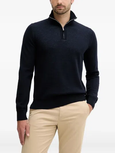 Hugo Boss Half-zip Sweater In Blue