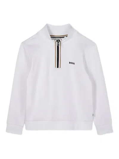 Hugo Boss Kids' Half-zip Sweater In White