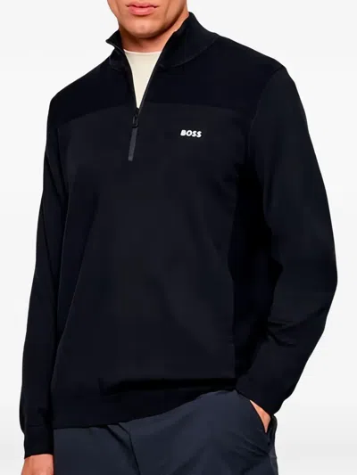 Hugo Boss Half-zip Sweatshirt In Black