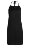 Hugo Boss Halter-strap Dress In Satin With Crystal Trim In Black