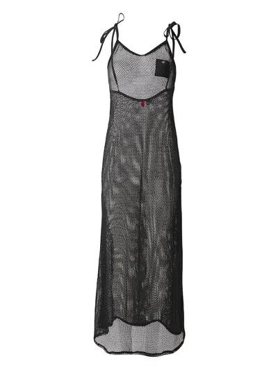 Hugo Boss Halterneck Mesh Maxi Dress In Black