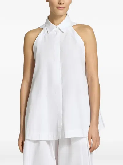 Hugo Boss Halterneck Sleeveless Shirt In White