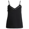 Hugo Boss Hammered-satin Camisole With Lace Insert In Black