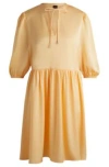 Hugo Boss Hammered-satin Dress With Tie Neckline In Light Orange