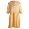 Hugo Boss Hammered-satin Dress With Tie Neckline In Orange