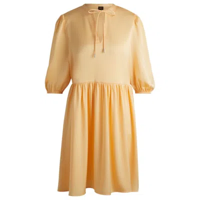HUGO BOSS HAMMERED-SATIN DRESS WITH TIE NECKLINE