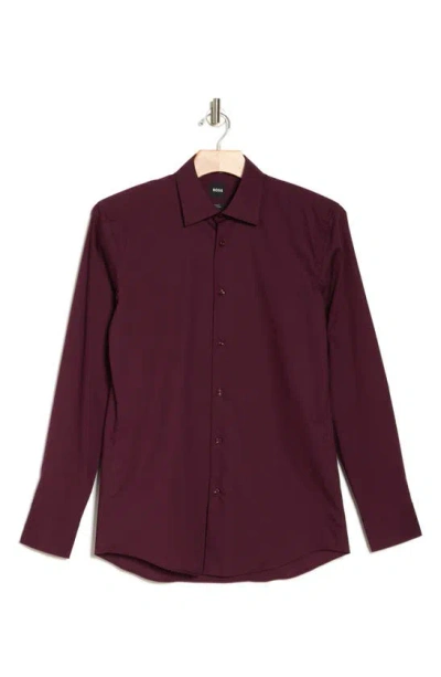 Hugo Boss Hank Kent Button-up Shirt In Dark Purple
