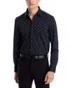 Hugo Boss Hank Kent Nylon Stretch Slim Fit Button Down Shirt In Dark Blue