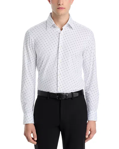 Hugo Boss Hank Kent Nylon Stretch Slim Fit Button Down Shirt In White