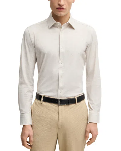 Hugo Boss Hank Kent Printed Button-front Shirt In Neutral
