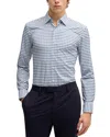 Hugo Boss Hank Kent Slim Fit Button Front Shirt In Blue