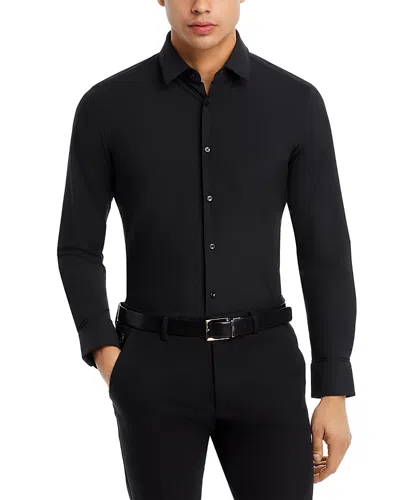 Hugo Boss Slim-fit Shirt In Performance-stretch Cotton-blend Jersey In Black