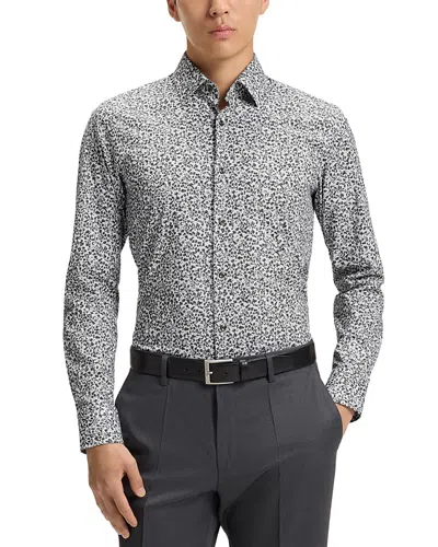 HUGO BOSS HANK SLIM FIT PRINTED BUTTON-FRONT SHIRT