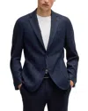 Hugo Boss Hanry Flannel Jersey Slim Fit Sport Coat In Dark Blue