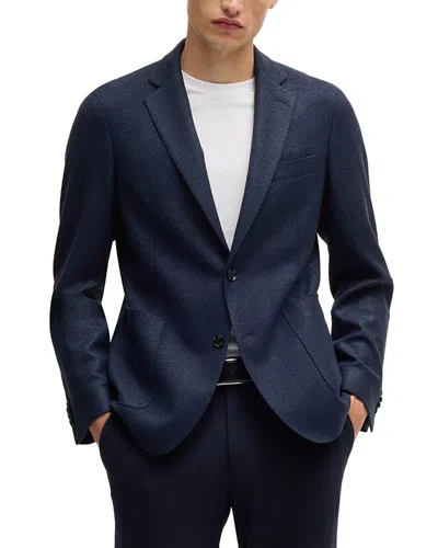 Hugo Boss Hanry Flannel Jersey Slim Fit Sport Coat In Dark Blue