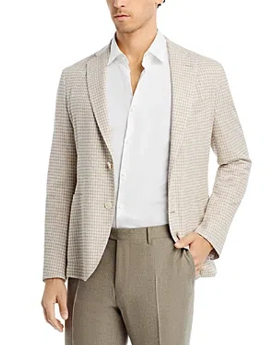 Hugo Boss Hanry Houndstooth Jersey Soft Construction Slim Fit Sport Coat In Beige/khaki