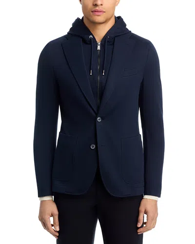 Hugo Boss Hanry Slim Fit Jersey Sport Coat With Removable Hood In Blue