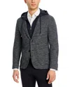 Hugo Boss Hanry Slim Fit Jersey Sport Coat With Removable Hood In Dark Blue