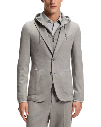 Hugo Boss Hanry Slim Fit Jersey Sport Coat With Removable Hood In Gray