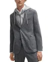 Hugo Boss Slim-fit Jacket In Stretch Jersey With Detachable Hood In Silver