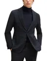 Hugo Boss Hanry Textured Jersey Slim Fit Unstructured Sport Coat In Dark Blue
