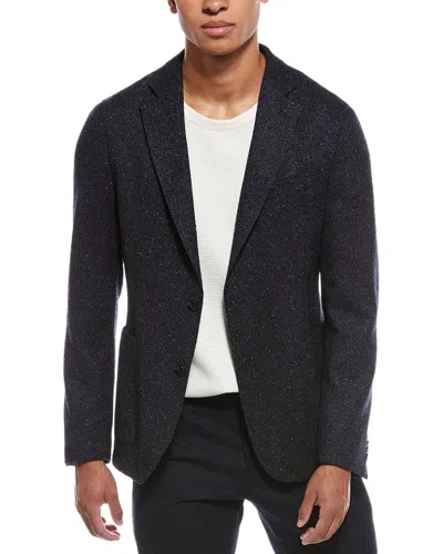 Hugo Boss Hanry Wool & Silk-blend Blazer In Blue