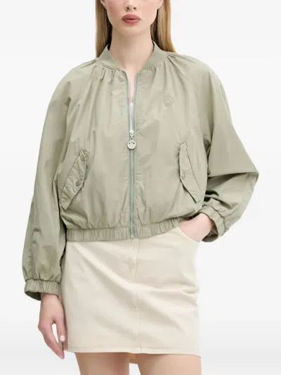 Hugo Boss Happy Hugo Embroidered Logo Cropped Jacket In Green