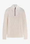 Hugo Boss Harpreno Virgin Wool And Cashmere Sweater In White