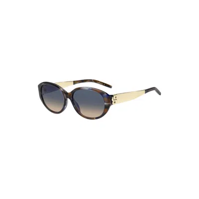 Hugo Boss Havana Acetate Sunglasses With Double-b Monogram Hardware In Multi