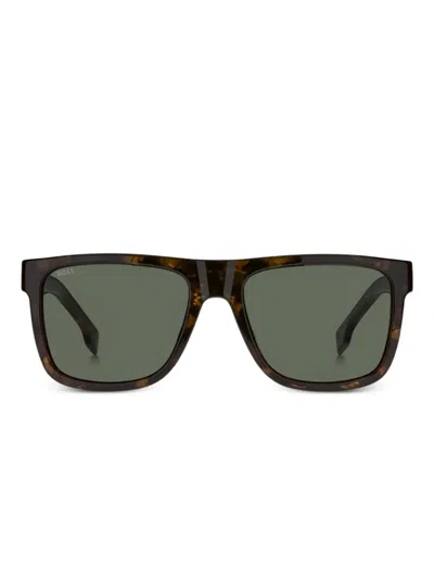 Hugo Boss Havana Square-frame Sunglasses In Brown