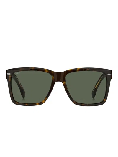 Hugo Boss Havana Square-frame Sunglasses In Brown