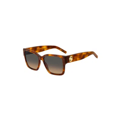 Hugo Boss Havana-acetate Sunglasses With Double B Monogram In Multi