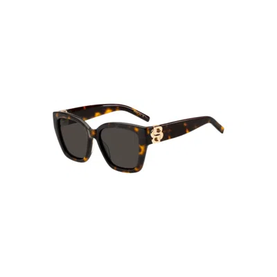 Hugo Boss Havana-acetate Sunglasses With Double B Monogram In Brown