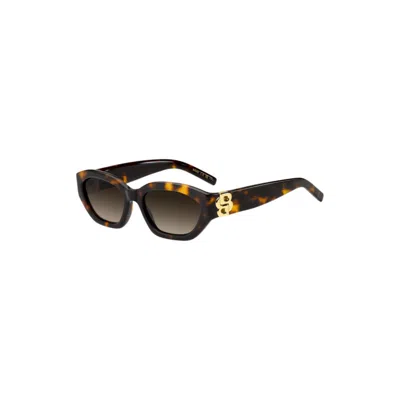 Hugo Boss Havana-acetate Sunglasses With Double B Monogram In Multi