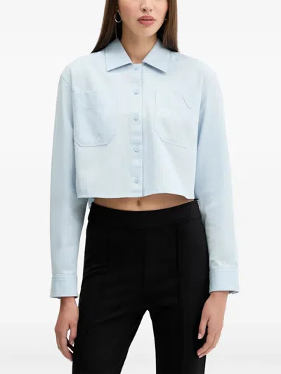 Hugo Boss Heart-embroidered Pocketed Shirt In Blue