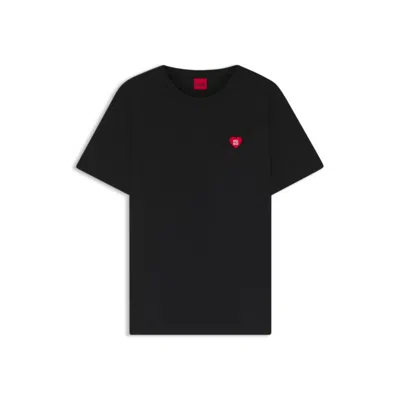 Hugo Boss Heart-logo T-shirt In Cotton Jersey In Black