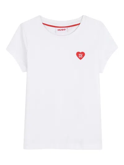 Hugo Boss Kids' Heart-motif Short-sleeved T-shirt In White
