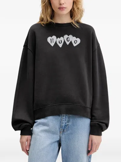 Hugo Boss Heart-motif Sweatshirt In Black