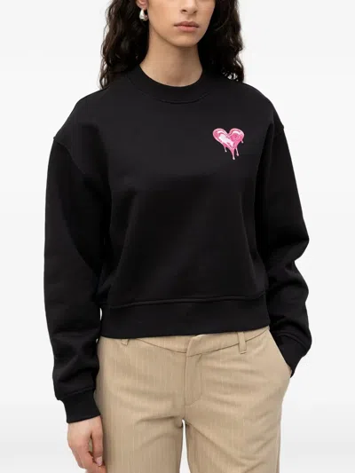 Hugo Boss Heart Motif Sweatshirt In Black