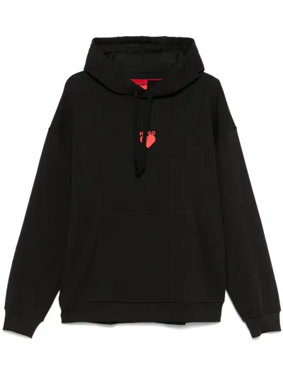 HUGO BOSS HEART-PRINT COTTON HOODIE
