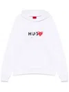 Hugo Boss Heart-print Cotton Hoodie In White