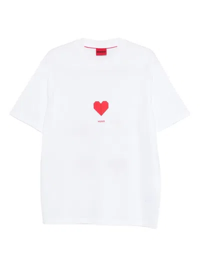 Hugo Boss Heart-print T-shirt In White