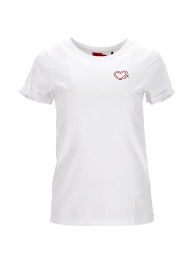 Pre-owned Hugo Boss Heart-print T-shirt In White