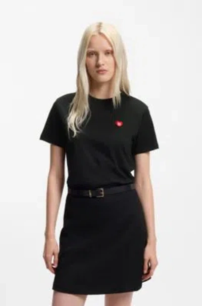 Hugo Boss Heart-logo T-shirt In Cotton Jersey In Black